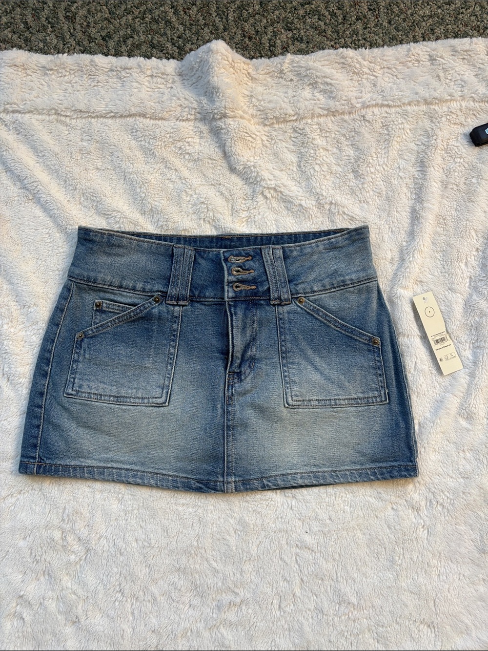 No Boundaries Denim Mini Skirt with Triple Button Waist
